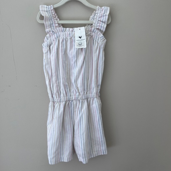 Hope & Henry Striped Romper Ruffle Sleeves Elastic Waist‎ NWT Size 7 - Picture 1 of 5